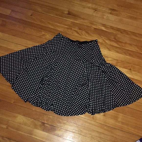 Paniz Black and White Polka Dot Stretch Skirt L - Picture 2 of 3
